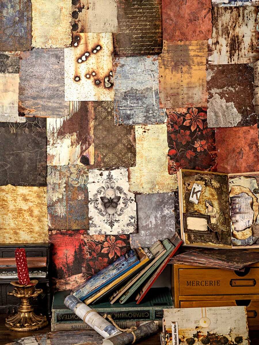 1 paquet de 30 feuilles de papier vintage rouillé. Variété de designs avec bords déchirés et une atmosphère vintage. Thème rétro vieilli pour le scrapbooking, la décoration DIY, les papiers d'arrière-plan, la rentrée scolaire