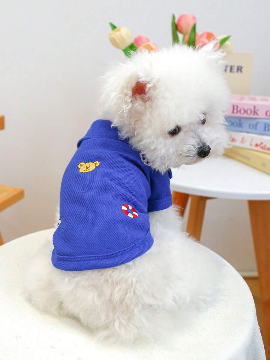1pc Pet Clothes Polo Shirt For Small Dogs & Cats, Bentley Bear Design, Casual & Fashionable, Suitable For Puppy & Small Breed, Comfortable