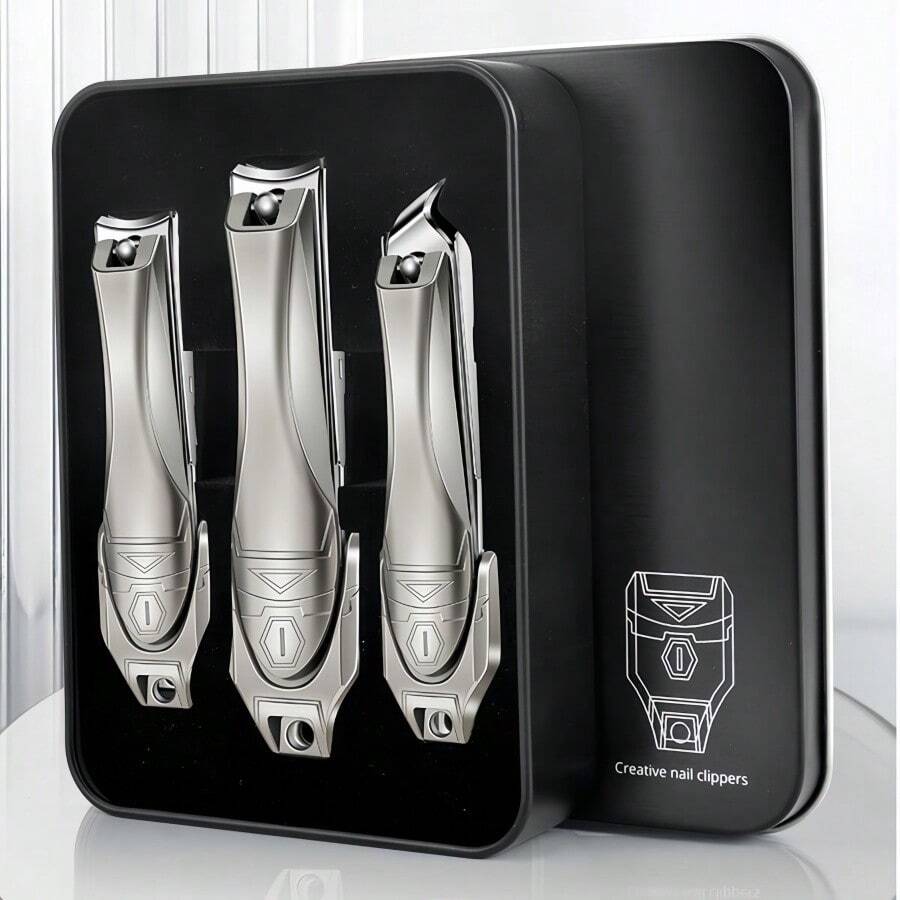 1 stuk, dikke nagelknipper voor heren, brede kin, geen spatnagelknipper, met opvangbak, Duitse teennagelknipper, dikke nagelknipper voor ouderen, nagelknipper van koolstofstaal voor volwassenen, met geschenkdoos
