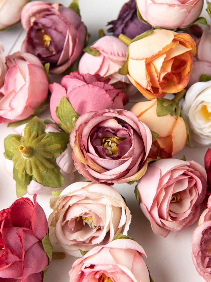 5/10PCS Artificial Flowers Silk Rose Head, Fake Plants For Spring Autumn Wedding Vase For Home Dining Room Bedroom Decorations, Mother's Day, Valentine's Day Festival Birthday Party Accessories, Outdoor Garden Decorations