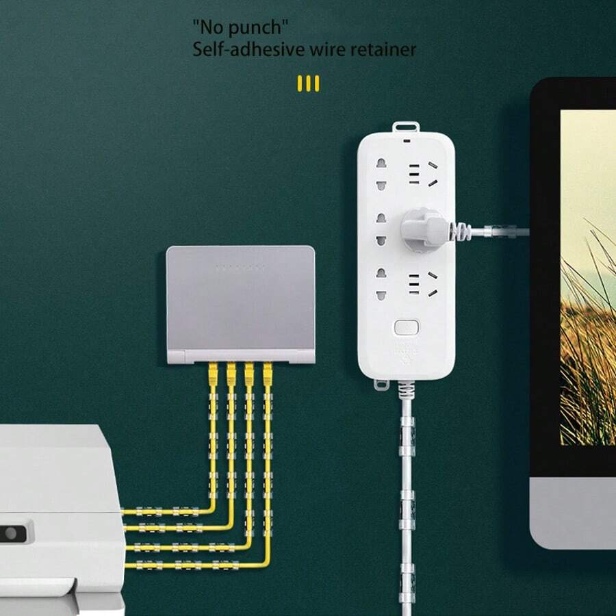 Wire Organizer & Cable Clips, Adhesive Cord Holder Desktop Clips For Charging & Data Cables, Damage-Free No-Drill