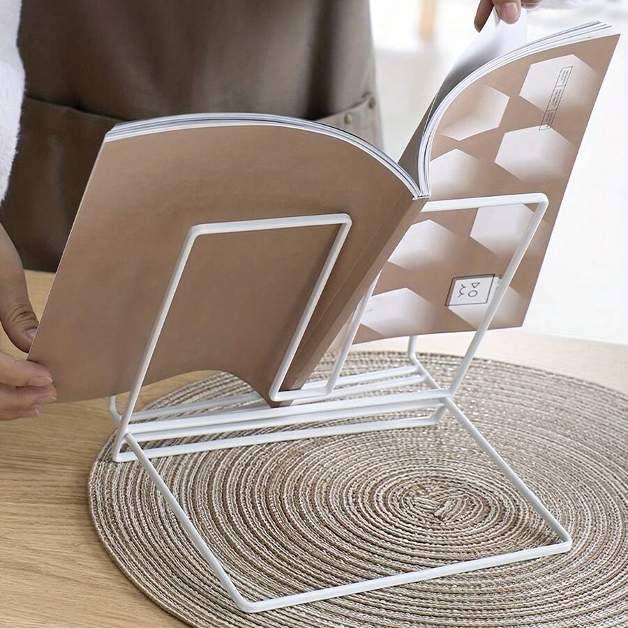 1pc Foldable Desktop Iron Art Book/Magazine/Cookbook Display Stand Rack