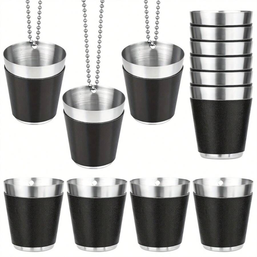 1Pc Shot Glasses Bulk Wedding 30Ml Stainless Steel Black Shot Glasses - Stylish Reusable Glasses With Rustproof Chain - Perfect For Unforgettable Wedding, Carnival, & Deer Parties - Premium Drinkware Accessories For Festive Events For Hanging Wedding Party Carnival Deer Party, Party Supplies, Drinkware Accessories Bachelorette Party
