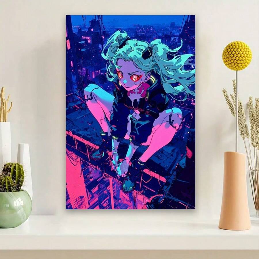 Framed Anime Girl Poster Canvas Wall Art For Home Decor, Anime Enthusiasts Poster Wall Decor High Quality Canvas Prints For Living Room Bedroom Kitchen Office Cafe Decor, Perfect Gift And Decoration