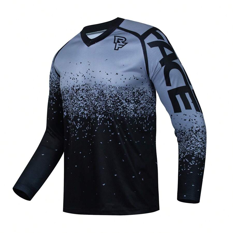TELEYI Men's Cycling Jersey, Quick Dry Breathable Moisture Wicking Long Sleeves Motorcycle Shirt For Off Road Biking Riding Sports