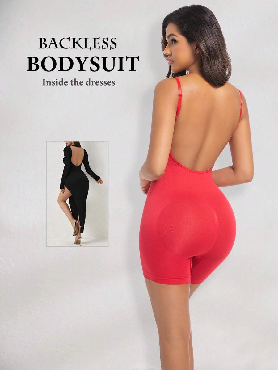 1 pieza Shapewear sin costuras de talla grande para mujer, cinturilla, levantador de glúteos, mono con suavización de espalda