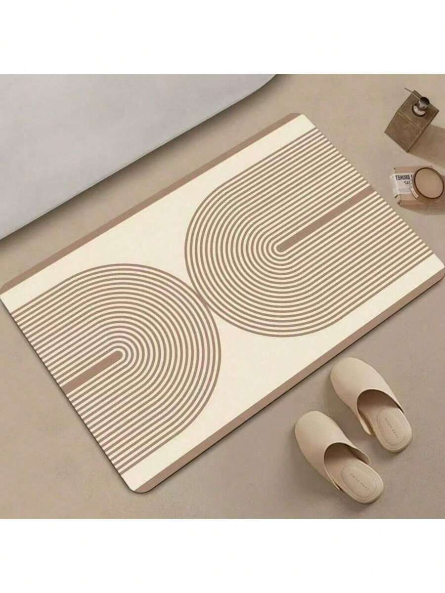 1 buc Covoraș de baie minimalist cu gel de siliciu absorbant, covoraș de ușă antiderapant cu uscare rapidă pentru baie, decor de baie, covor de vară, accesorii de baie, înapoi la școală