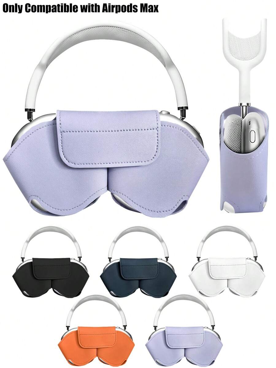 1 Funda para Air Pods Max - Funda protectora de PU mejorada para auriculares, anti-arañazos y anti-polvo, admite modo de reposo, estuche de viaje portátil