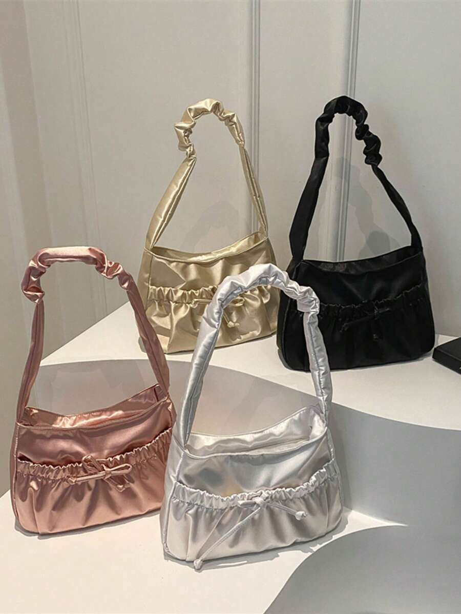 1pc New Fashion Korean Gentle Pleated Shoulder Bag Girls All-Match Ins Underarm Bag Pleated Casual Soft Summer Large Capacity Underarm Bag Casual Fashion Shoulder Bag Is Also Suitable For Traveling And Outdoor Shopping Dating Is Also Suitable As A Gift