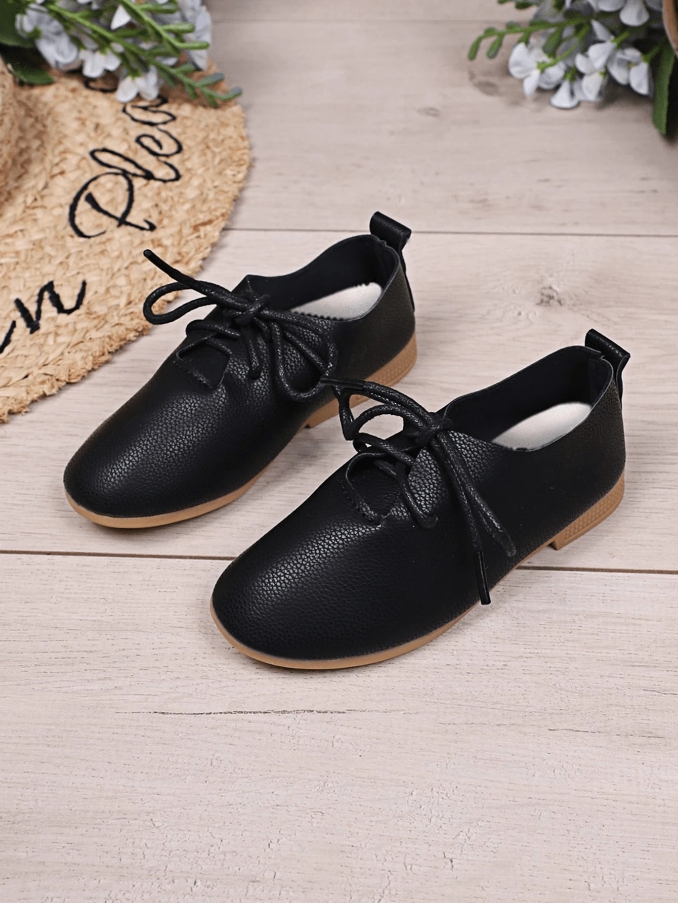 1 Par De Sapatos Casuais PU Unissex Com Laço, Mocassins Fashion Ingleses Simples E Versáteis, Sapatos Oxford, Sapatos Baixos Para Primavera, Verão E Outono