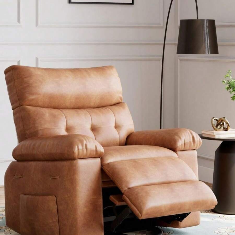 Broadfashion Recliner Chair, Swivel Rocker Recliners, 360° Swivel Reclining Chair With Heat And Massage For Living Room, Bedroom