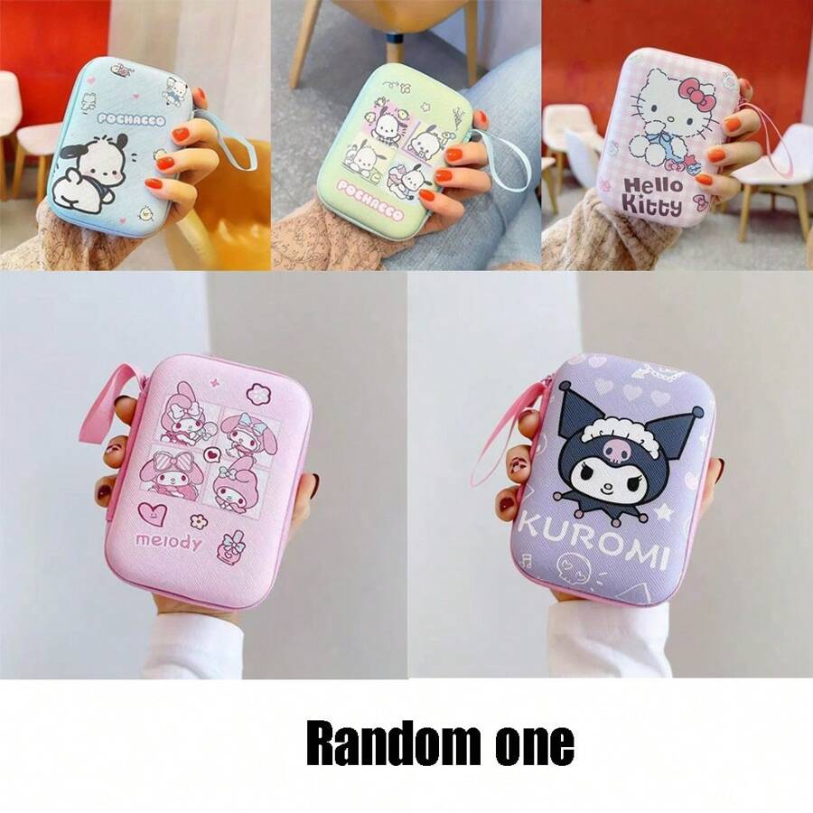 Sanrio Bolsa de almacenamiento de cables Sanrio, bolsa portátil de almacenamiento para cargador de teléfono móvil, audífonos, unidad flash USB, cámara CCD, bolsa con cierre