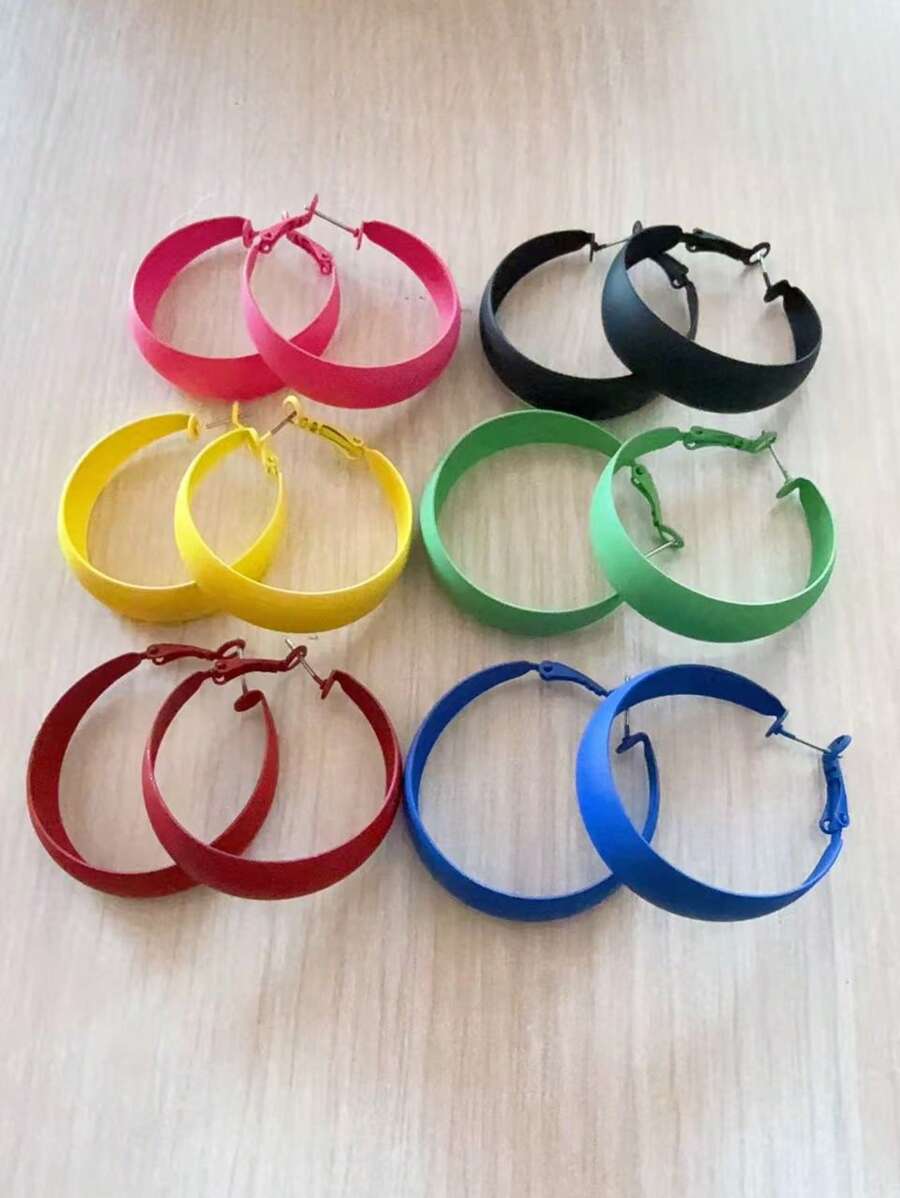 12 pièces Boucles d'oreilles créoles peintes dans un style poney à la mode pour femmes