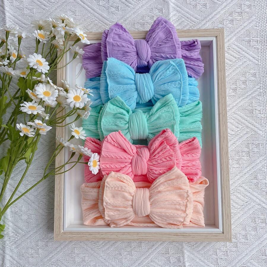 5 piezas de bandas de pelo para bebé con diseño de lazo de doble capa, lindas, para niñas pequeñas, ideal para el Día de los Enamorados