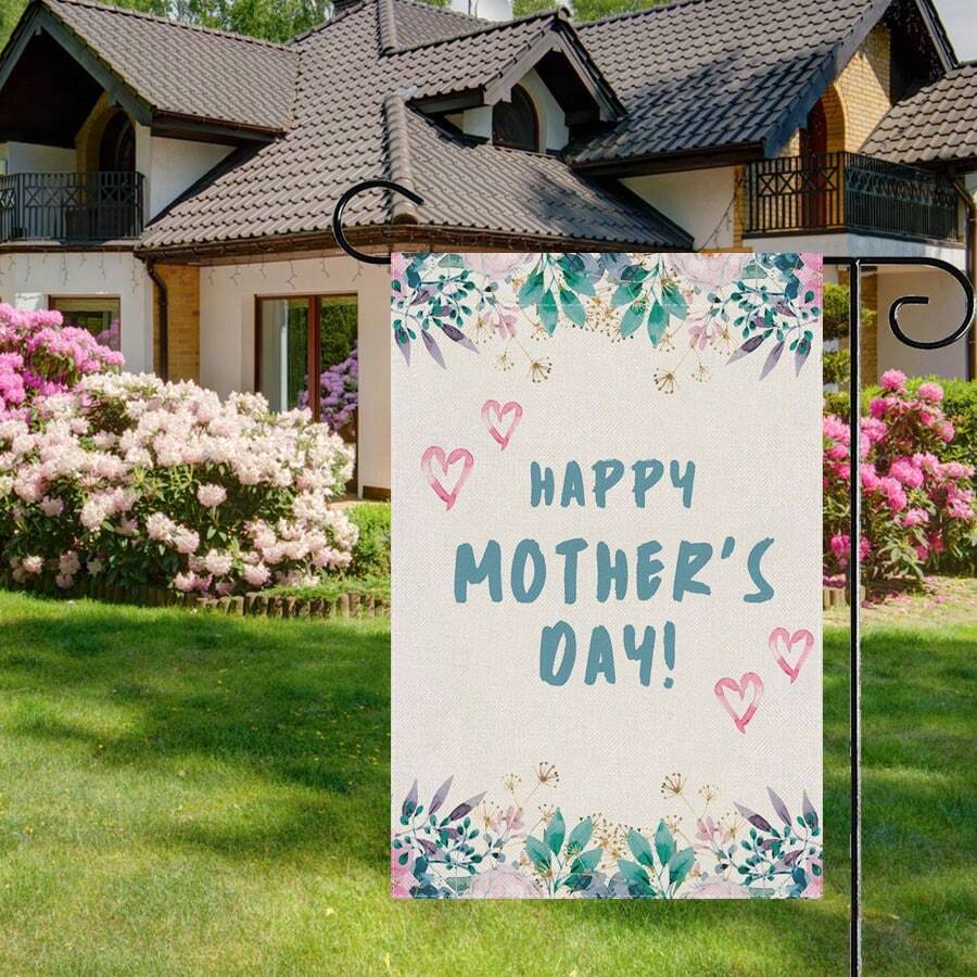 1pc Mother's Day Floral Watercolor Design Garden Flag, Double-Sided Vertical, Adorable Fresh Vibe Garden Flag For Lawn, Garden, Patio, Porch, Outdoor/Indoor Decoration, Holiday Party (No Flagpole)