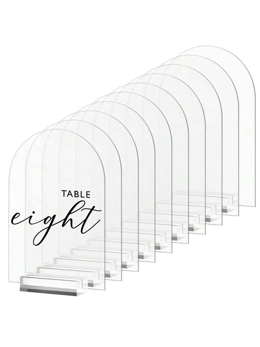 10 PEÇAS Placa de Direção para Festa de PMMA Transparente, Número de Mesa em Branco com Base Transparente para Festa de Casamento