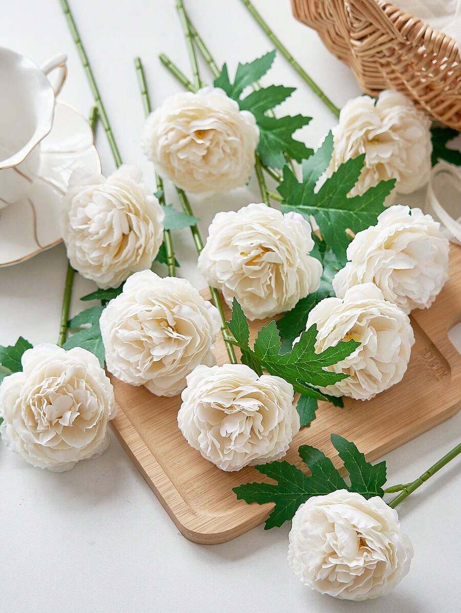 12/20pcs Artificial Peony Flowers Fake Peony Stems Faux Peony Flowers Bulk Realistic Peonies Flower Arrangement For Wedding Decoration Party Home Table Centerpieces Decor