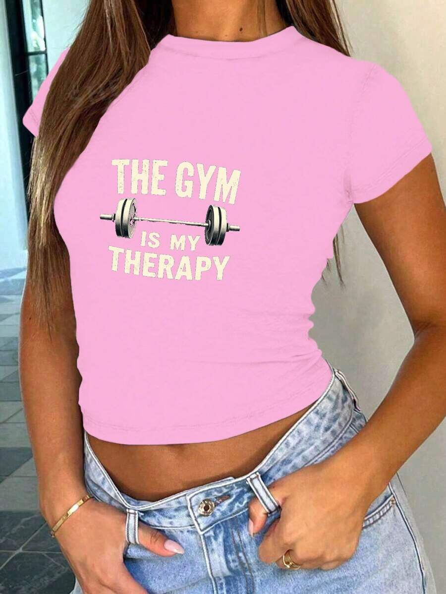 THE GYM IS MY THERAPY Women's Fashion Short T-Shirt