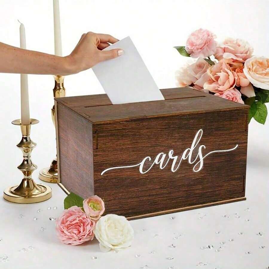 1pc/11pcs/50pcs/51pcs-Wooden Wedding Card Box - Wedding Gift And Money Reception Decoration For Baby And Bride Showers And Graduations