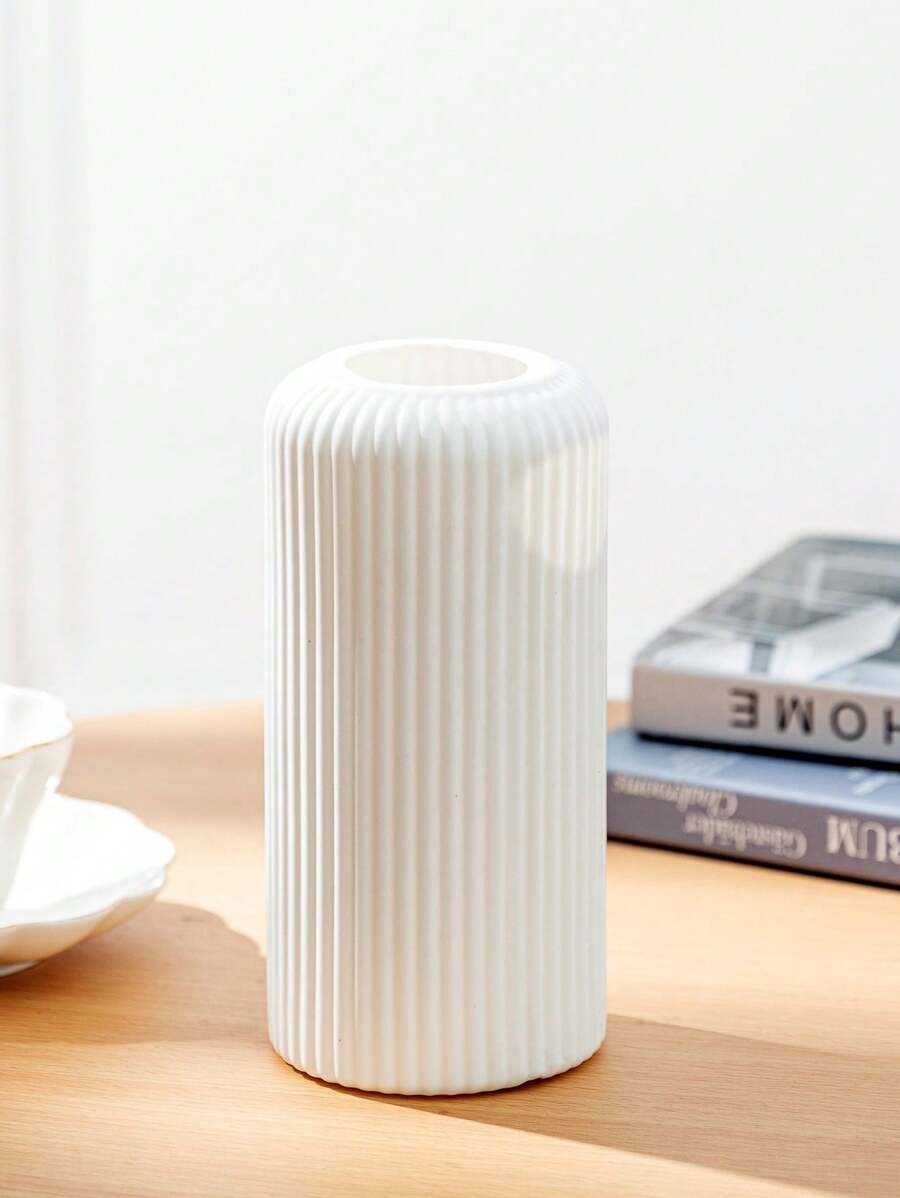 1/2pcs Ceramic Look Plastic Composite Vase, Unbreakable Vase, Height 7.8 Inch Plastic Vase, Simple Tabletop Vase, Dried Flower Vase For Pampas Grass Decoration And Artificial Flower Vase For Home Decor, Bohemian Vase For Wedding Party Table Home Decor