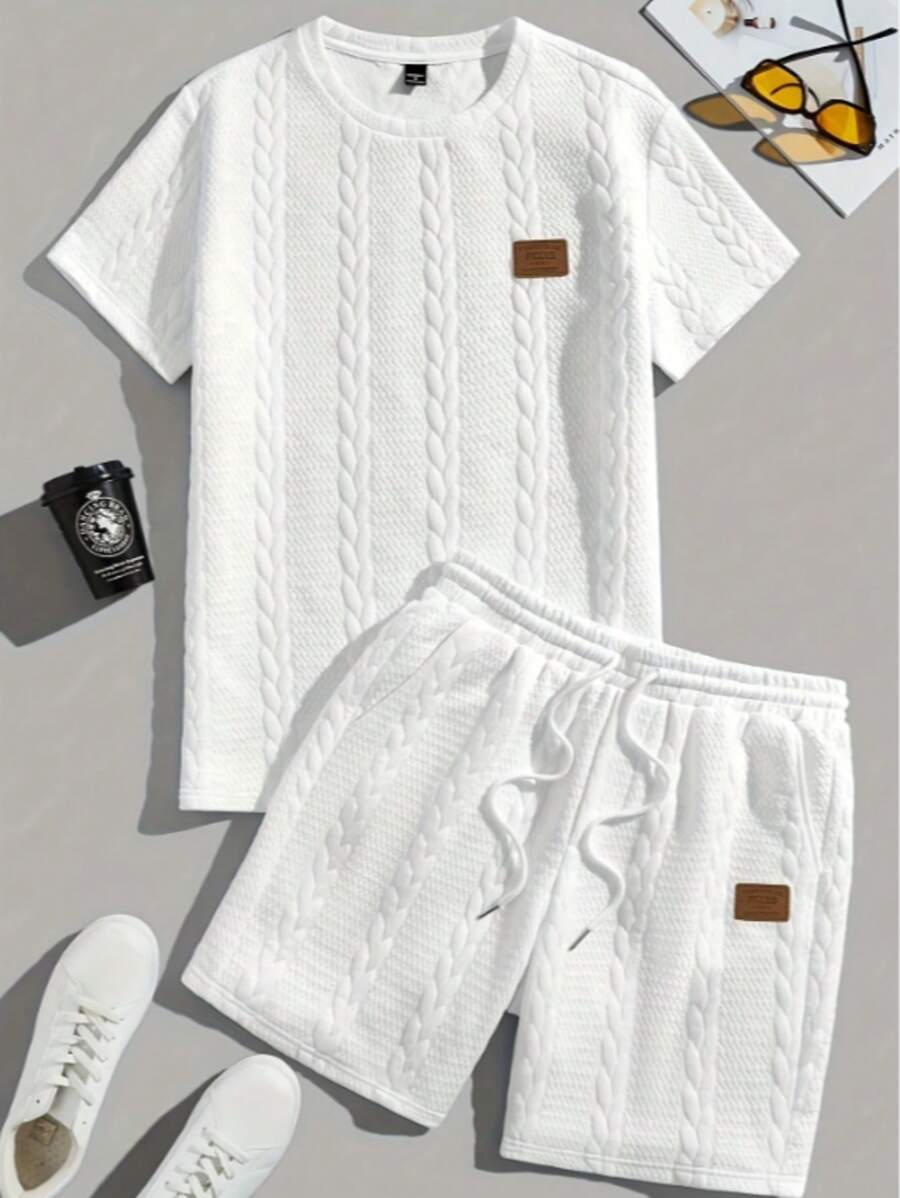 Men Running Boyfriend Style Men's Simple Logo Printed Sleeveless Top & Shorts Sports Suit