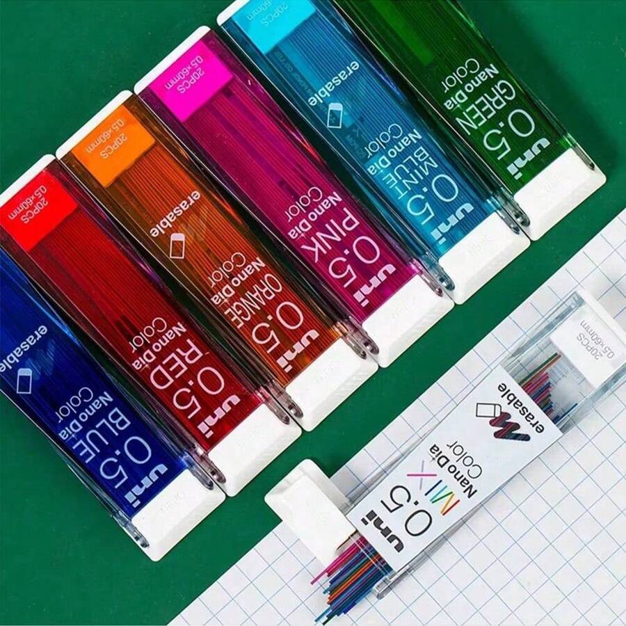 Japan Uni Nano Graphite Lead Core 202NDC Colored Mechanical Pencil Lead Refill 0.5 Student Writing Stationery School Supplies Back To School