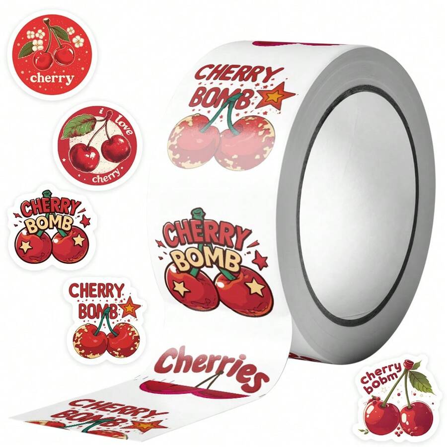 500Pcs Cherry Stickers Roll Red Stickers Fruit Stickers Cute Stickers Aesthetic Stickers Funny Stickers Food Stickers Vinyl Waterproof Stickers Aesthetic Laptop Sticker Pack Skateboard Stickers Water Bottle Stickers Notebook Stickers