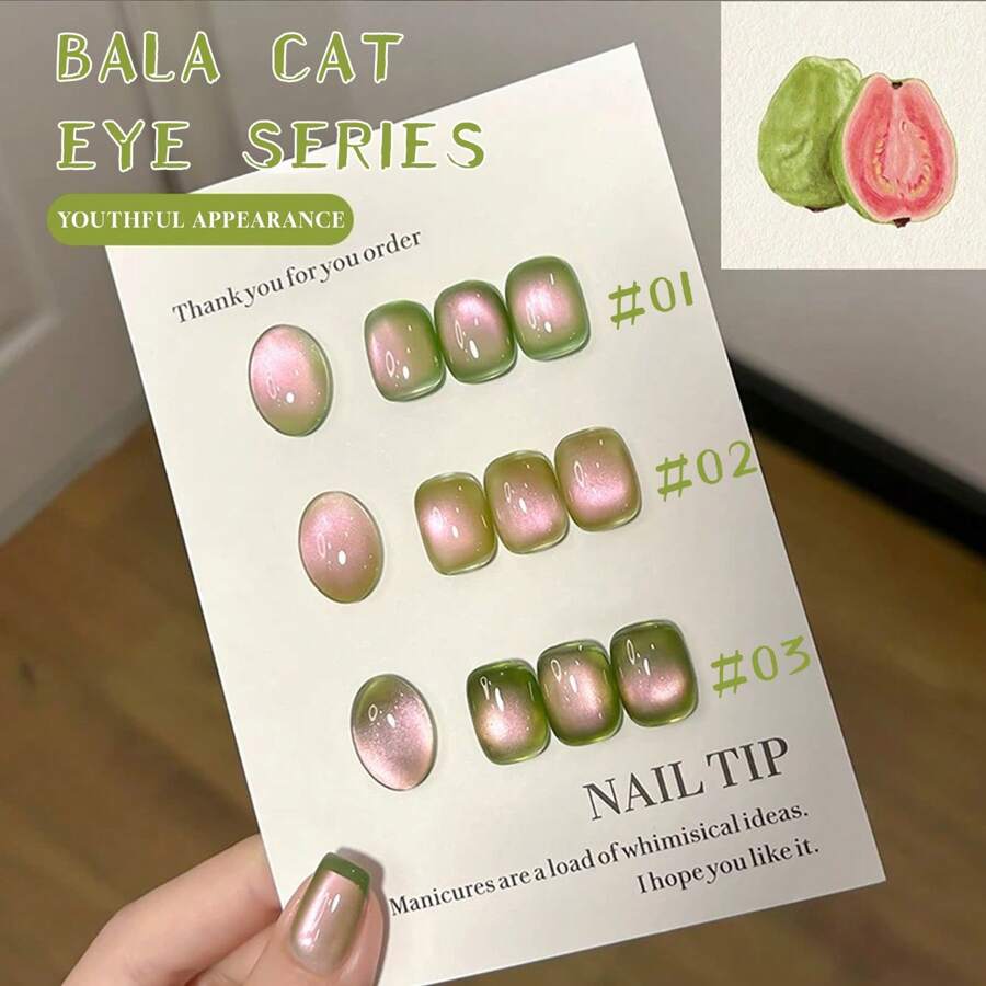 Miss Comoy 15ml Um Olhar para a Primavera, Esmalte de Unha Pop Vermelho da Doce Dança do Ballet, Modelo Explosivo 2025 Fresh Ballet, Olho de Gato Verde de Contas de Vidro Transparentes