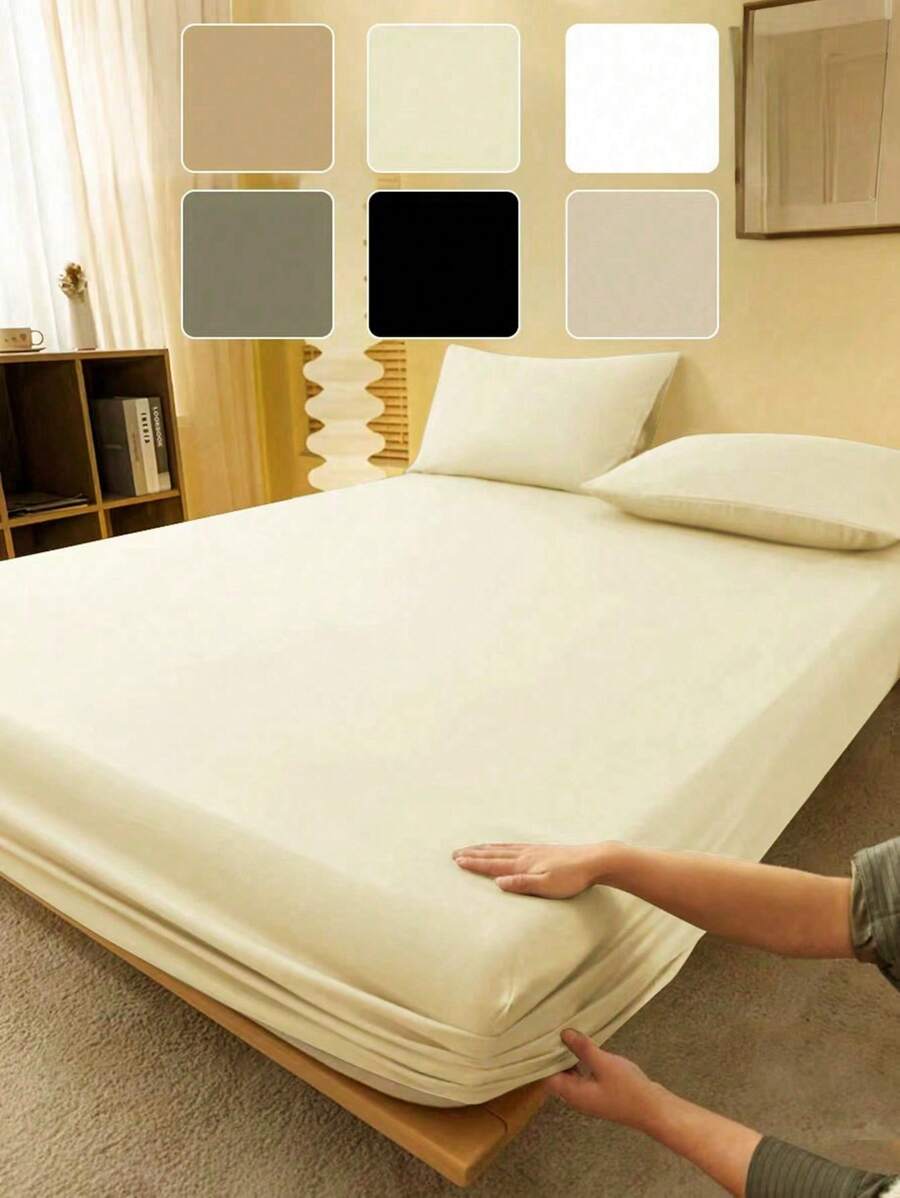 1 Stück einfarbiges gelbes Spannbetttuch, Matratzenauflage, Matratzenbezug für Bett, Betttuch, weich und atmungsaktiv, für alle Bettgrößen - Einzelbett, Doppelbett, Kingsize, Queensize mit Tiefen-Gummizug bis zu 30 cm Haustextilien