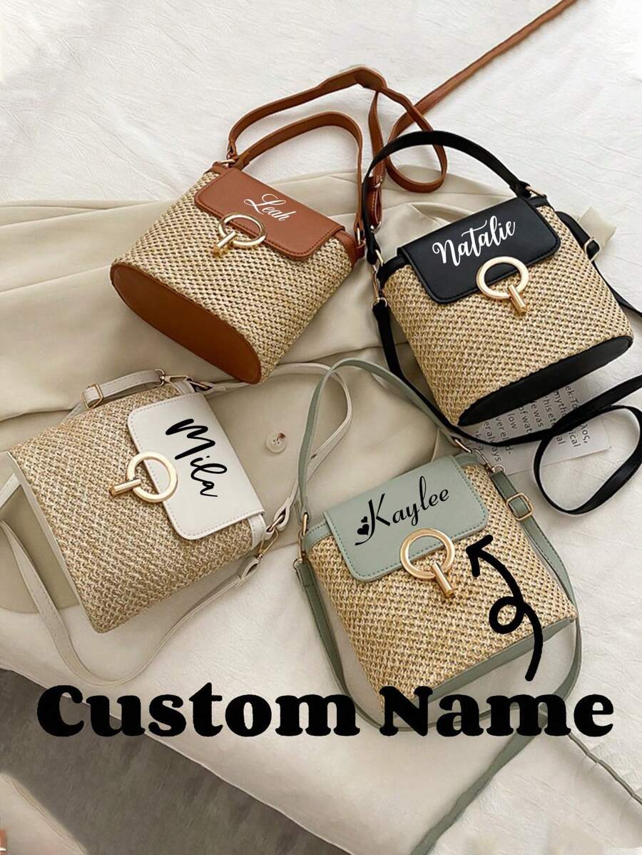 1PC Hand-Held Straw Sandbag Casual Simple And Versatile Lock Buckle Shoulder Diagonal Straddle Bag Personalized Text And Pictures Customization,All-Purpose,Large Capacity,Versatile,Multifunction,Colorful,Cute,Adorable,Contracted,Funny,Kawaii,Y2K,Minimalist,Commuting,Business Casual,Basics,Custom,Personalized,Unique,Customized,Ideal Gifts For Him,Ideal Gifts For Her,Her,Family,Friends,Girlfriend,For Anniversaries,For Birthdays,For Holiday/ Vacation,For Outdoors/Outings/Travel/Hiking/Stadium/Sports/Climbing,For Business/Commute/Work/Office,School Supplies,Back To School,School Gift,For Office,For School,For Classroom,For Teacher Gifts,For University,For Colleague,For Dorm Rooms,For Teacher,For Boys And Girls,For Teenagers,Junior High School Students,Middle School Students,High School Senior High School Students,College Students,University Students,Freshman,Sophomore,Underclassmen