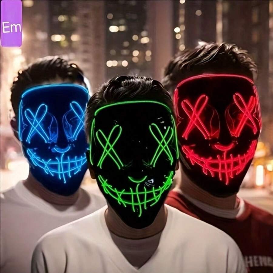 1 pieza Máscara de plástico de estilo callejero, diseño que brilla en la oscuridad para fiestas de baile, juegos y Halloween