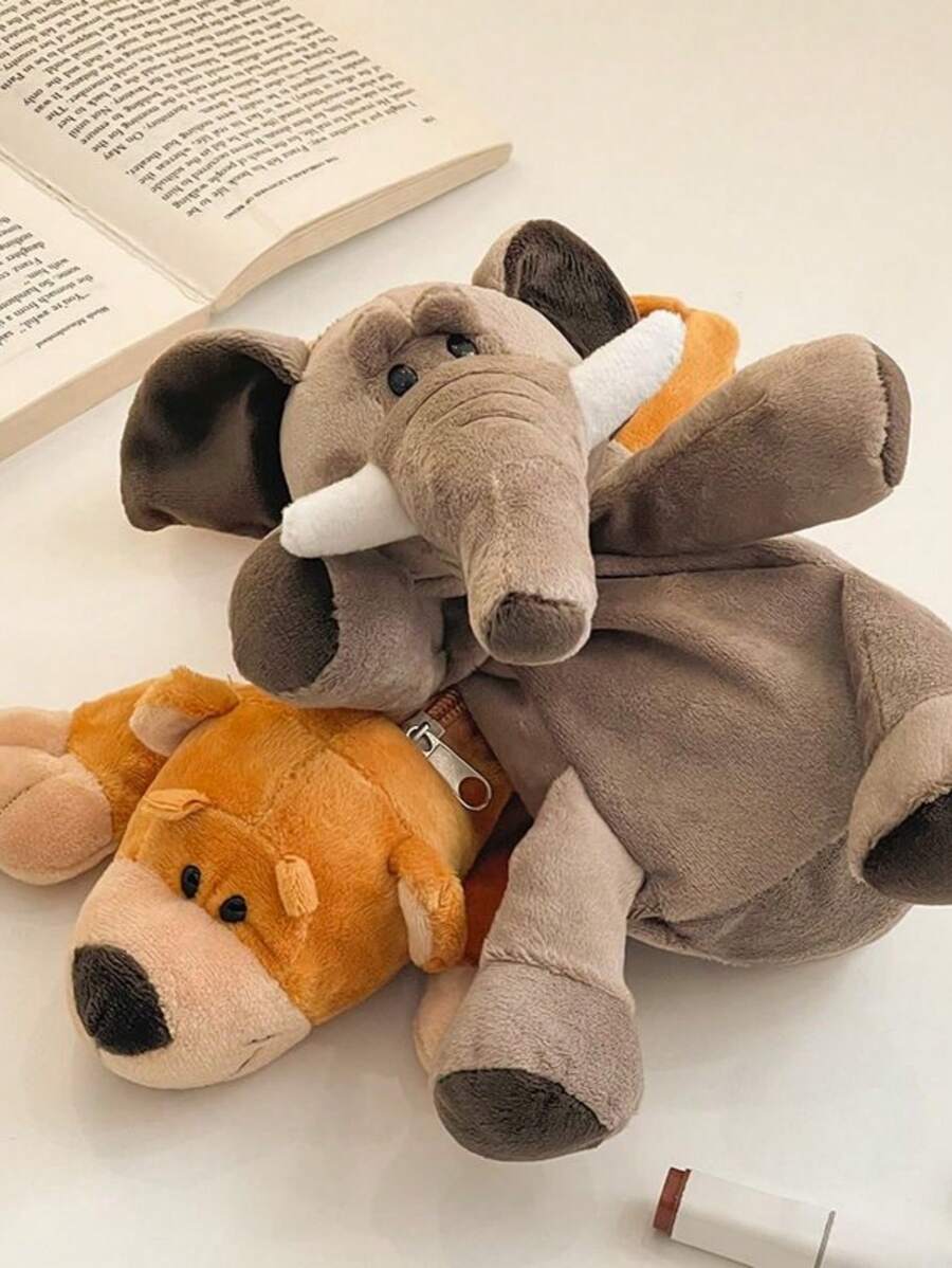 1pc Cartoon Cute Animal Large Capacity Pencil Case Plush Animal Storage Bag,Back To School,School Supplies,Pencil Pouch,School Bag