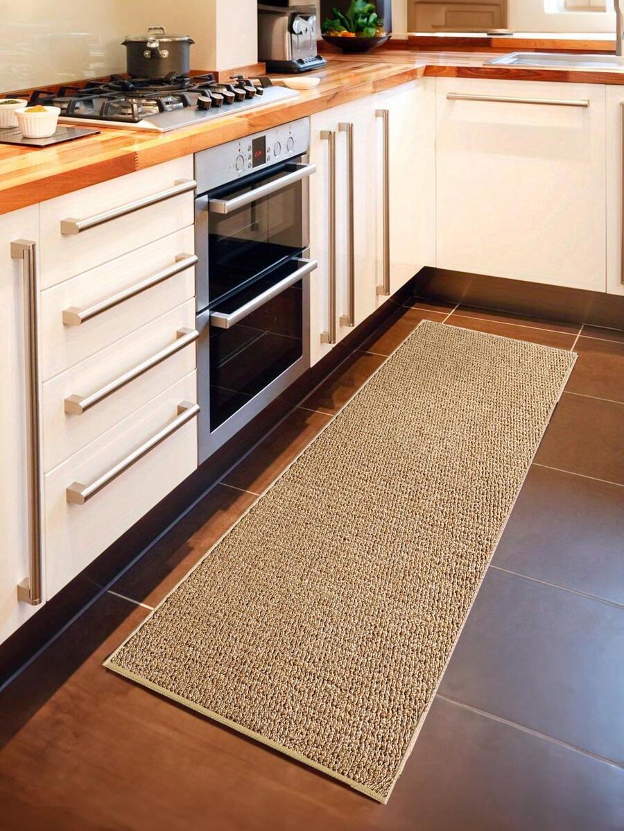 1 Stück wasserabsorbenter und weicher, leicht zu reinigender und maschinenwaschbarer Küchenteppich, Küchendekoration Küchenboden-Matte, Faux-Jute strapazierfähige schmutzabweisende Innen-/Außen-Eingangsmatte, Heimdekoration, geeignet für Eingang, Schlafzimmer, Mehrfarboptionen, Teppich für Wohnzimmer, Teppiche für Schlafzimmer, Bereichsteppiche Wohnzimmer, Teppich Wohnzimmer, Heimdekoration, geeignet als Badezimmermatte, Waschküche, Raumdekoration, Heimteppich