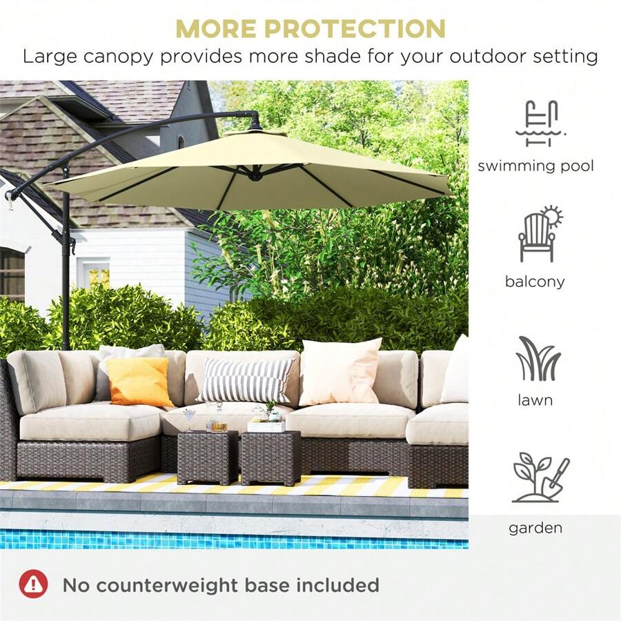 1 Pc Outdoor Beach Umbrella, Double-Sided Sun Umbrella, Large Sunshade Umbrella, Dia.116.1" X 98.4"H, Cover A Wide Range Of Sunlight, The Handle Can Be Raised And Lowered 360 Degrees To Adjust The Umbrella