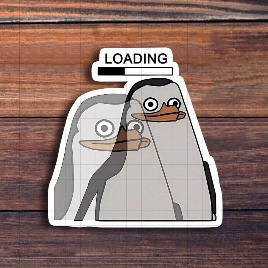 Pegatina de pingüino "Cargando" de 3 pulgadas - Pegatina de vinilo humorística y caprichosa para portátiles, botellas de agua, cuadernos, escritorios de estudio, espacios de oficina y rincones personales | Perfecta para buscadores de humor, estudiantes, entusiastas de la tecnología y mentes creativas | Pegatina de meme para pingüinos, autoexpresión, vibraciones retro y humor tecnológico