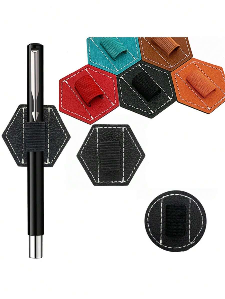 1pc Hexagonal Self-Adhesive Pen Case Elastic Band Tablet Self-Adhesive Pen Clip