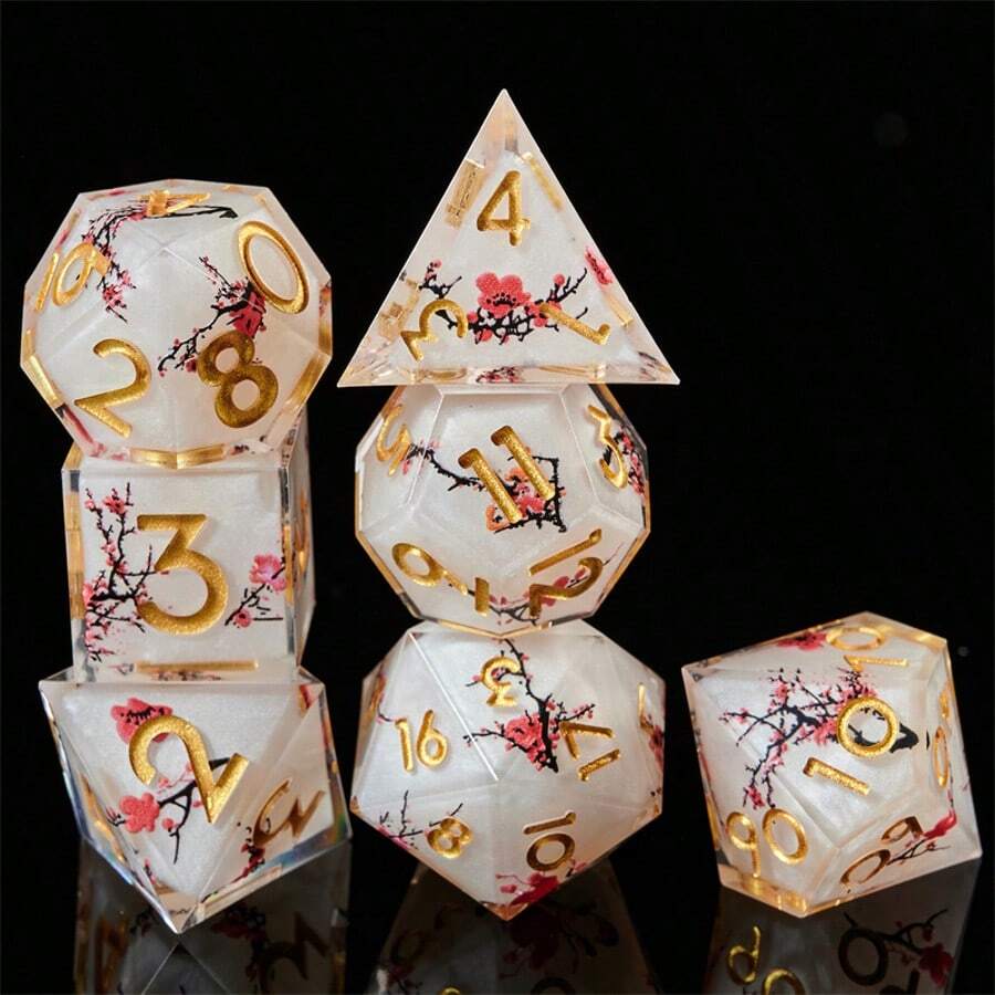 Handmade Dice-Within-Dice Dual-Color Resin Dice Set, Suitable For Role-Playing Games With Starry Glitter And Precise Edges, Ideal For Ages 14+ As Birthday Or Christmas Gift