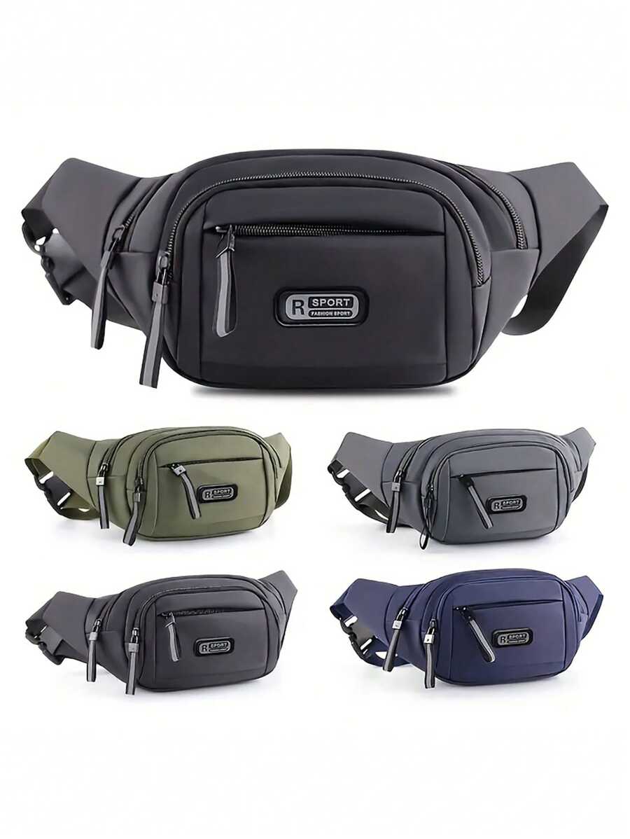 1pc Universal Nylon Sports Fanny Pack For Men & Women - Solid Color, Non-Waterproof, Zippered Waist Bag With Adjustable Strap For Hiking, Travel, Camping, Running & Outdoor Activities