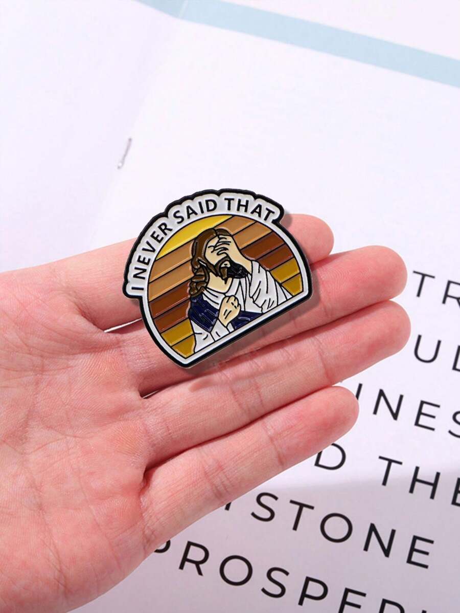 1 Peça Broche Esmaltado Criativo de Jesus Cristo, Pino de Personagem Caricato de Fé Divertido, Emblema Flip de Colarinho, Acessórios de Decoração de Chapéu e Mochila, Presentes de Jóias para Amigos, Broche Para Uso Diário em Roupas e Bolsas, Encantos Escolares
