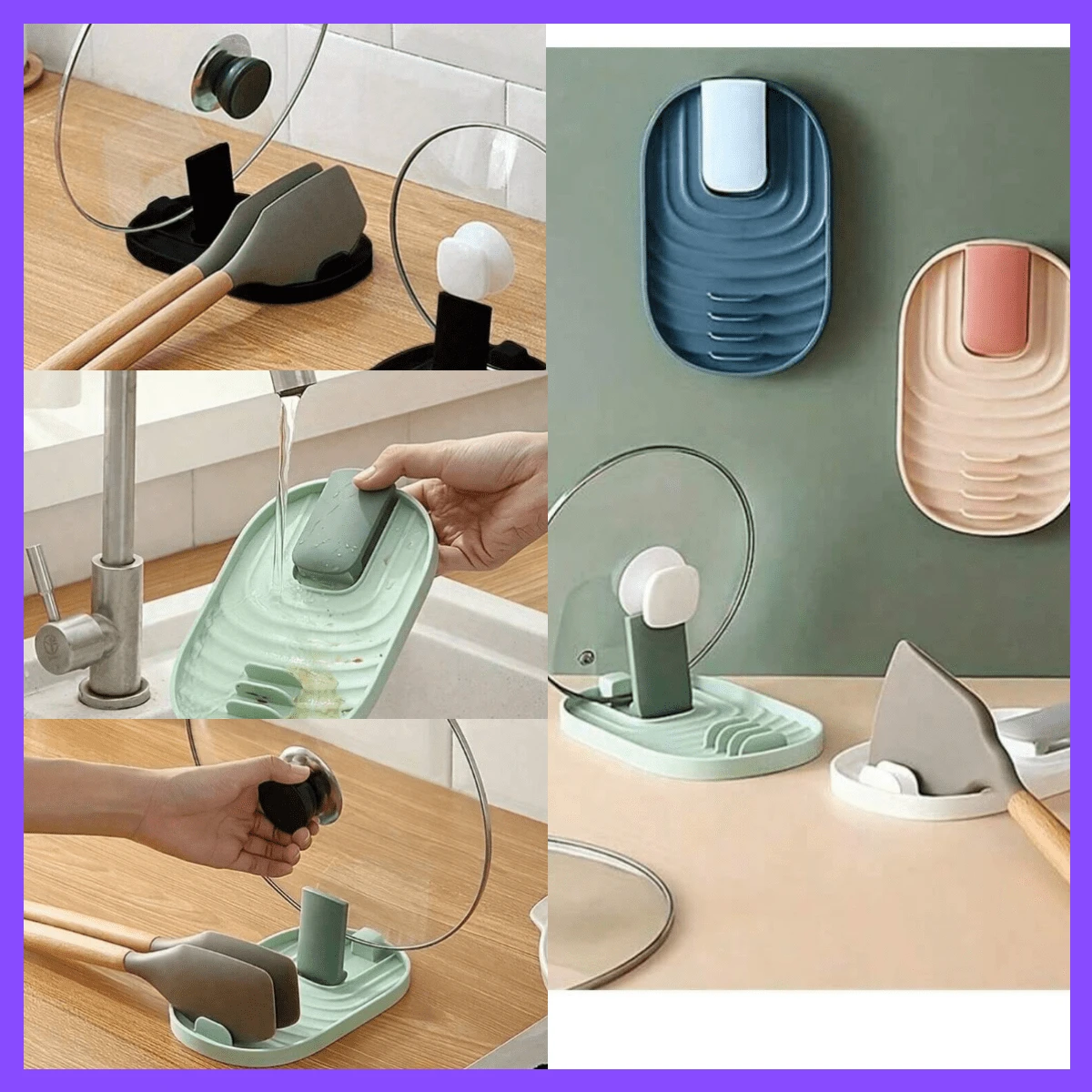 Pot Cover Holder, Spoon Holder, Foldable Cooking Scraper Holder, Cutlery Storage Rack, Spoon Rest, For Home Kitchen Dining, Kitchen Supplies, Kitchen Tools, Kitchen Storage Accessories - Ideal Gift For Dad And Loved Ones