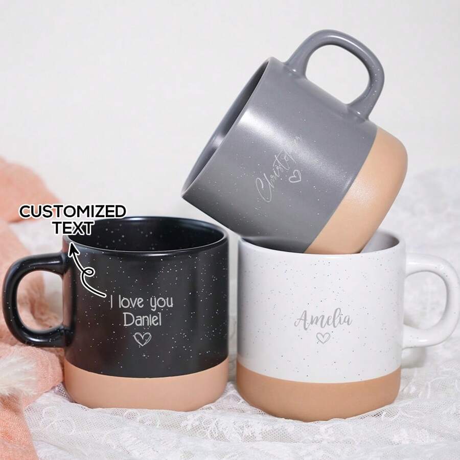 Personalisierte Keramiktasse mit individuellem Druck - mehrere Druckfarben zur Auswahl, Steingut Kaffeetasse mit Ihrem eigenen Text - individuelles Geschenk für Vater, Mutter, Ehemann, Ehefrau, Freunde, multifunktional, schimmelresistent, dekorativ, bügelfrei, exquisit, stilvolle, hochwertige, farbenfrohe, moderne, individuelle, personalisierte, einzigartige, ideale Geschenke für ihn, ideale Geschenke für sie, Freund, Vater, Freundin, Mutter, Familie, Freunde, Teeraum, Zuhause, Garten, Büro, für Jahrestage, für Valentinstag, für Hochzeiten, für Einweihung, brunch-bereit