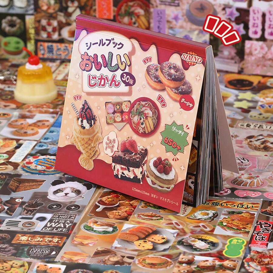 30Sheets Japanese Style Cute Food Stickers, Vintage Aesthetic Stationery Stickers For Planner, Scrapbook