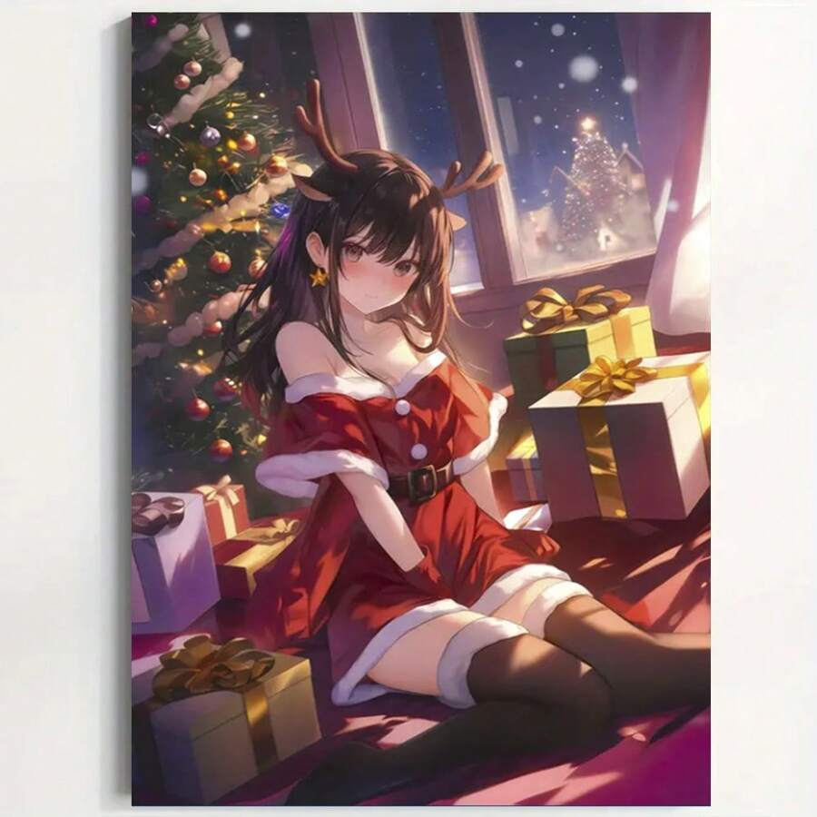 Framed Anime Girl, High-Definition Decor For Room Aesthetics, Suitable For Canvas Prints In The Living Room, Bedroom, Bathroom, Kitchen, Office, Or Cafe, Measuring