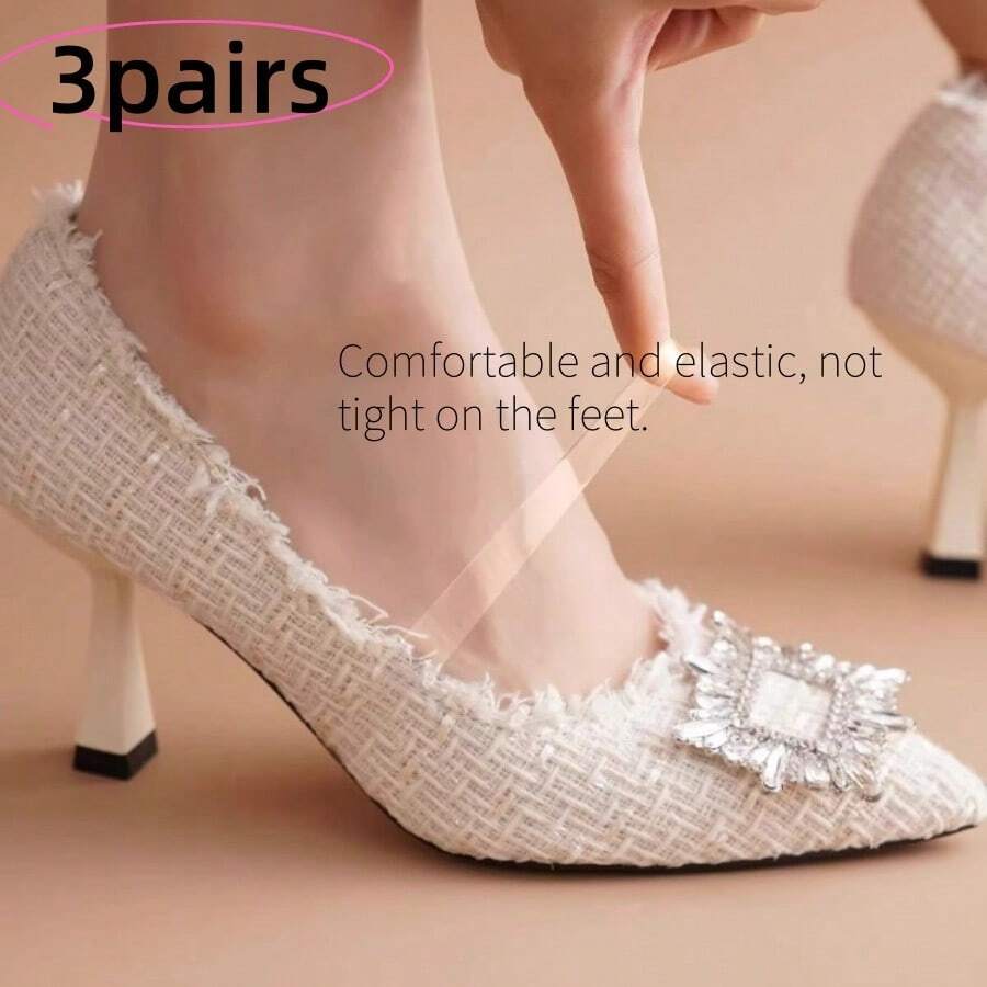 3pcs Set High Heel Non-Slip Invisible Shoelaces Women Transparent Shoes Tying Laces Strap