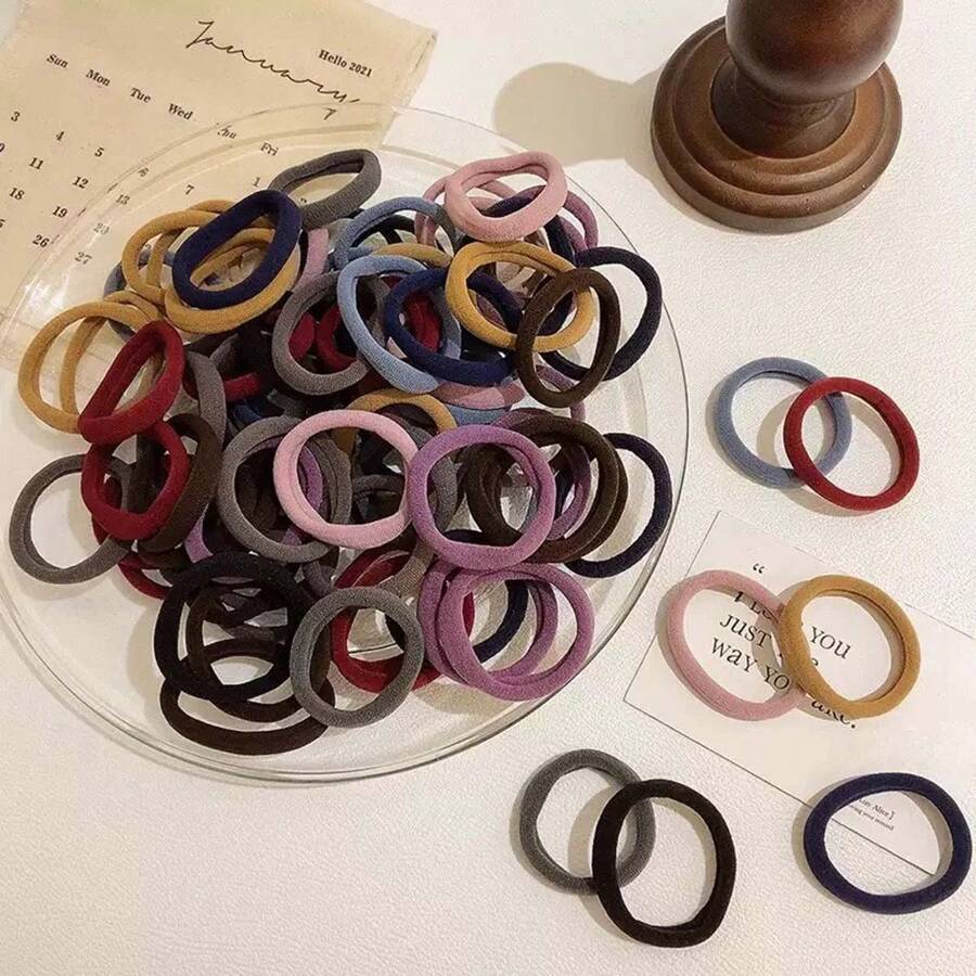10/20/50/100 stuks effen rekbare haarelastiekjes paardenstaarthouder, modieuze haaraccessoires voor dagelijks gebruik zonder haarbeschadiging, elastische haarbanden, decoratie voor hoge paardenstaart, nieuwe zomerhoofddeksels 2025, idee voor een vakantiecadeau