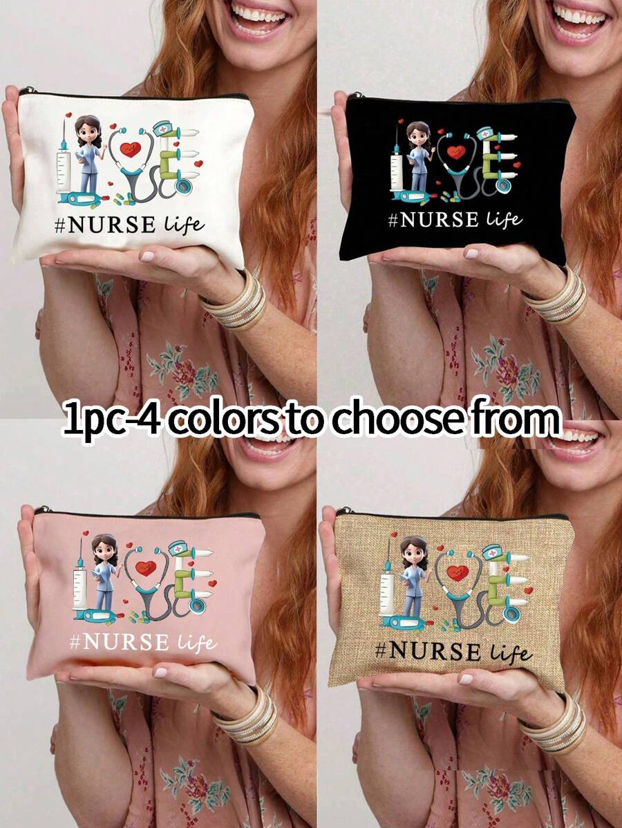 1 Nurse's Daily Printed Medicine Bag, Travel Pill Storage Bag, First Aid Kit, Reusable Medicine Bag For Travel And Cosmetics, Perfect Health Gift, Makeup Bag, Cosmetics Bag Travel Essentials Travel Accessories Travel Must Haves Holiday Essentials Holiday Travel Bag