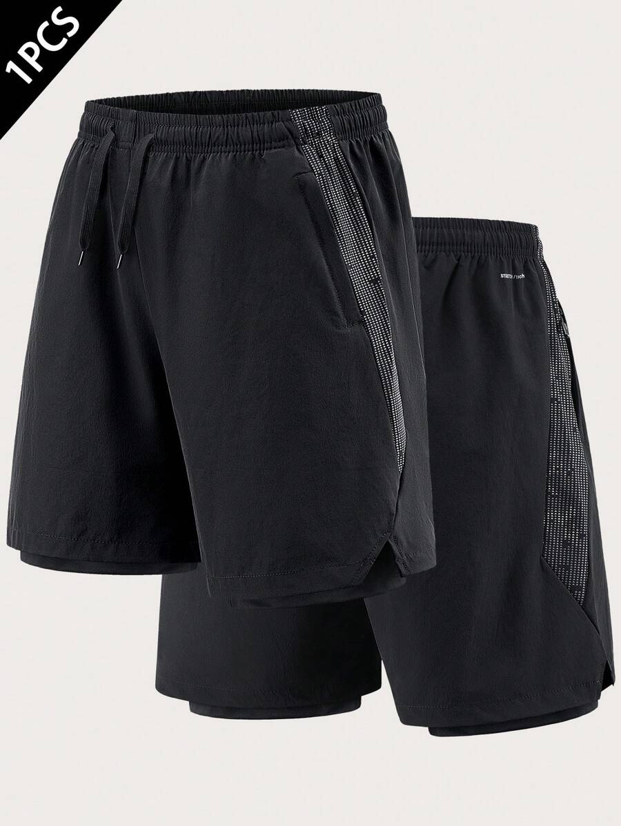Men's 2-In-1 Running Shorts, Quick Dry Athletic Shorts With Liner, Workout Shorts With Zip Pockets