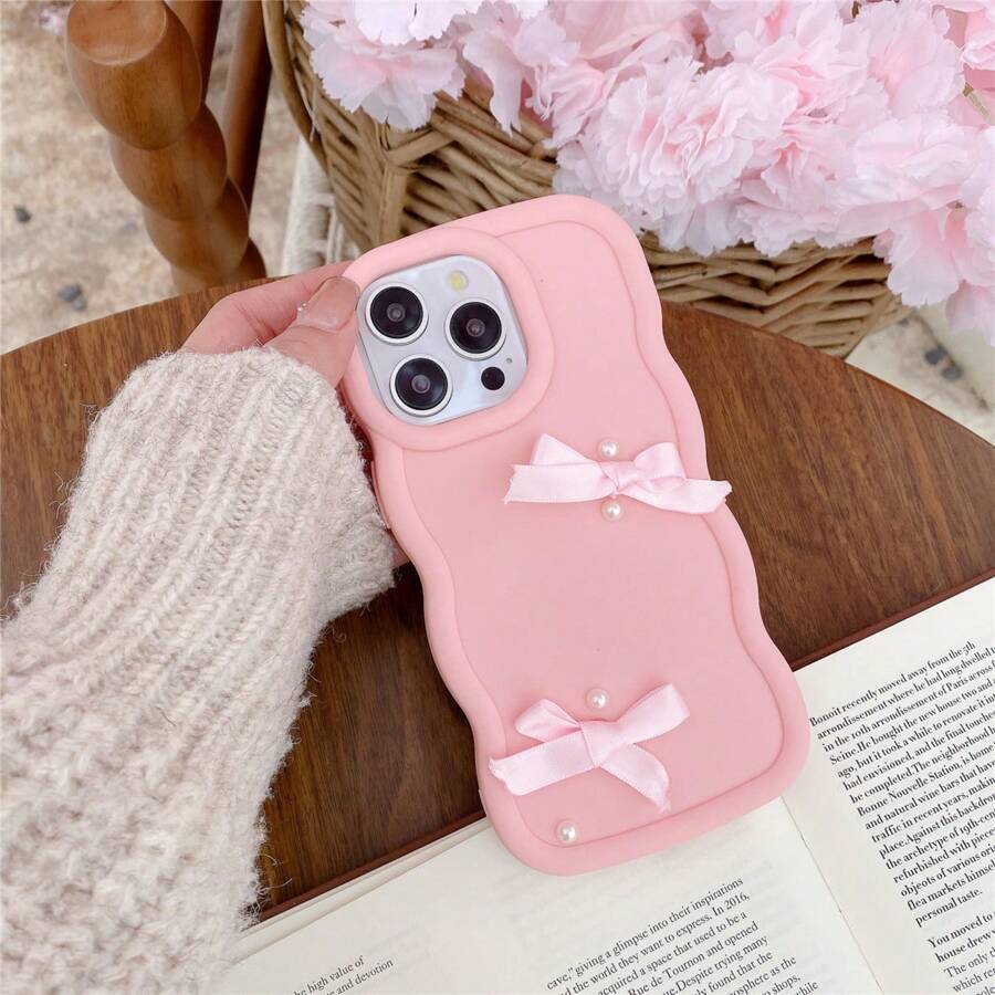 1 stuk Dopamine Macaron golvende neppe parel strik telefoonhoesje compatibel met 16/Redmi Note 11 4G/Galaxy A55/Infinix Note 30/Moto E30, DIY 50 stuks neppe parels