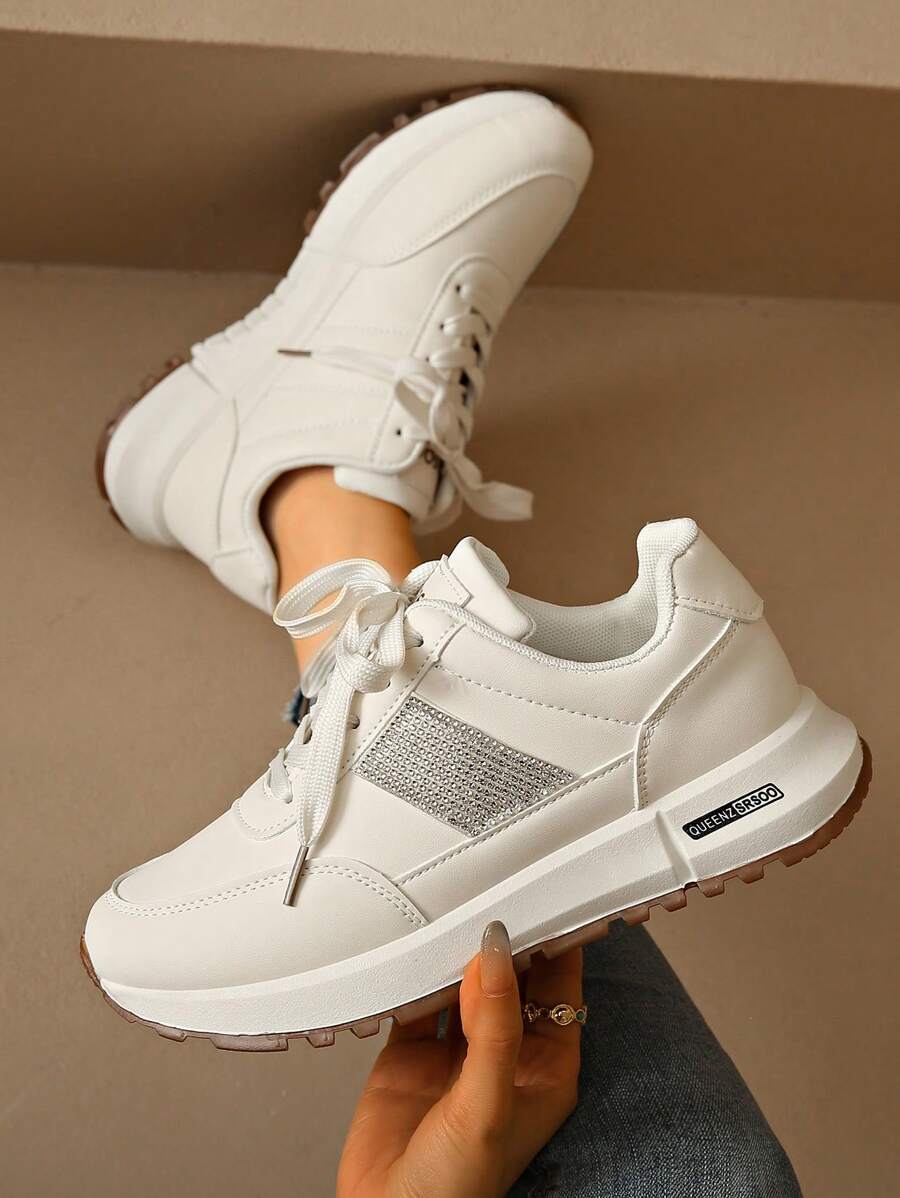 Women's Casual Sports Shoes, Lace-Up Low-Top Lightweight Versatile Outdoor Athletic Running Thick Sole Sneakers