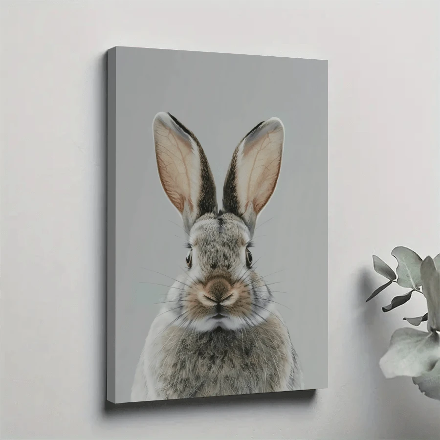 1pc Framed Canvas Poster, Bunny Animal Wildlife Wall Art Canvas Paintings, Ideal Gift For Bedroom Living Room Corridor, Wall Art, Room Decoration